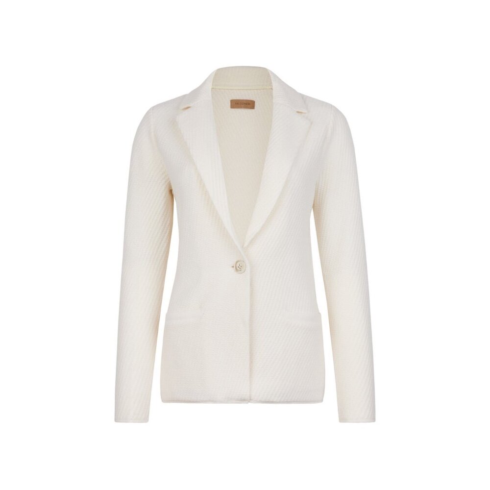 FALCONERI Silk and Cotton Mouliné Blazer Jacket Women's Size Small Natural Beige